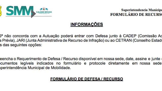 Como recorrer multa de trânsito em Caldas Novas?
